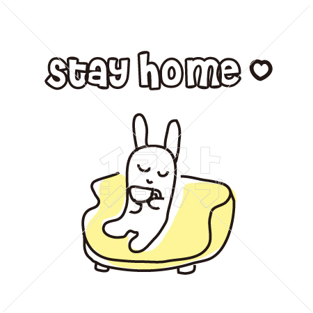 Stay Home　リラックスうさぎ　イラスト