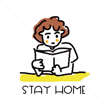 Stay Home　Stay Home　読書する少女　イラスト